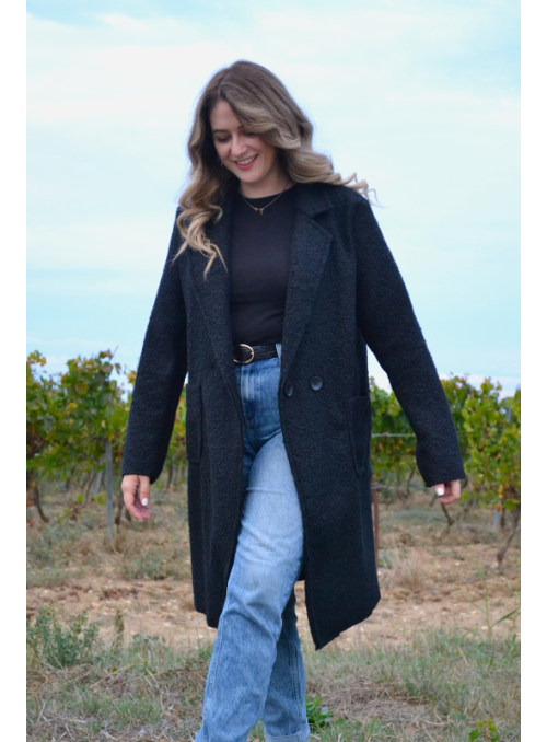 Manteau bouclette - Noir