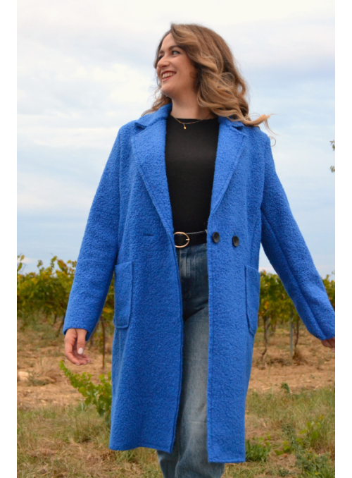 Manteau bouclette - Bleu