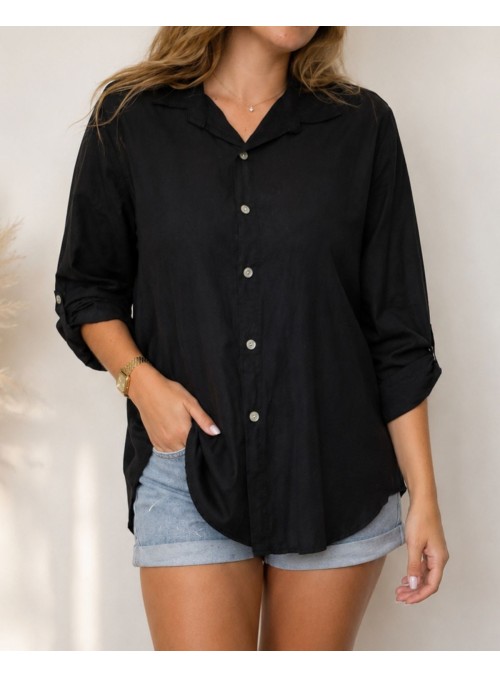 Chemise voile de coton - Noir