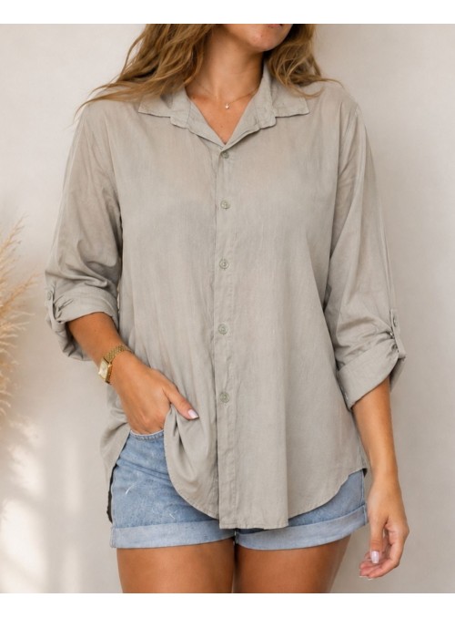 Chemise voile de coton - Grise
