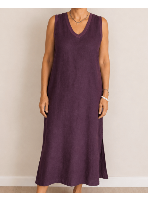 Robe longue en lin - Prune