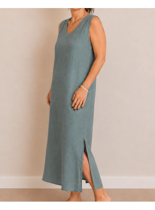 Robe longue en lin - Sauge