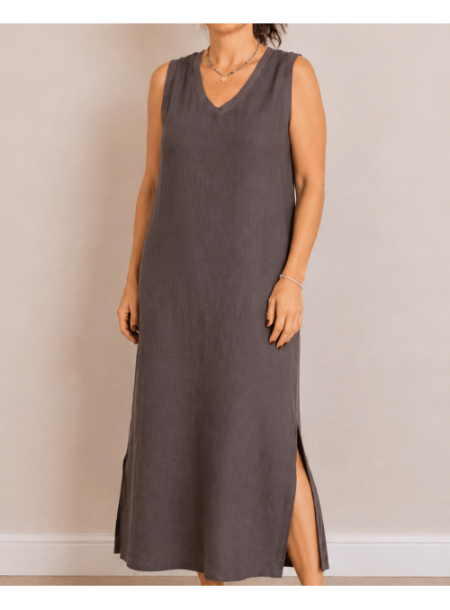 Robe longue en lin - Taupe